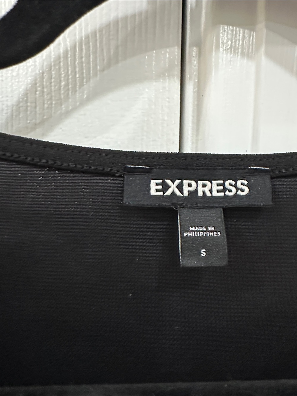 Express Black V-Neck Bodysuit with Embroidered Sheer Puff Sleeves - Picture 2 of 5